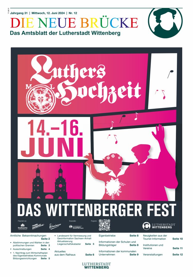Die neue Brücke – Das Amtsblatt der Lutherstadt Wittenberg Titelblatt 12/2024