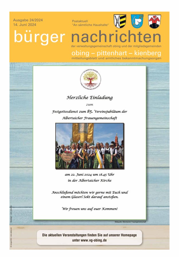 Bürger Nachrichten Obing Pittenhart Kienberg Titelblatt 24/2024