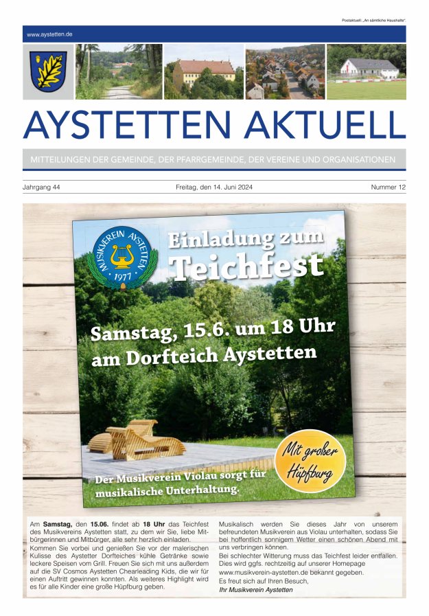 Aystetten Aktuell Wir über uns Titelblatt 12/2024