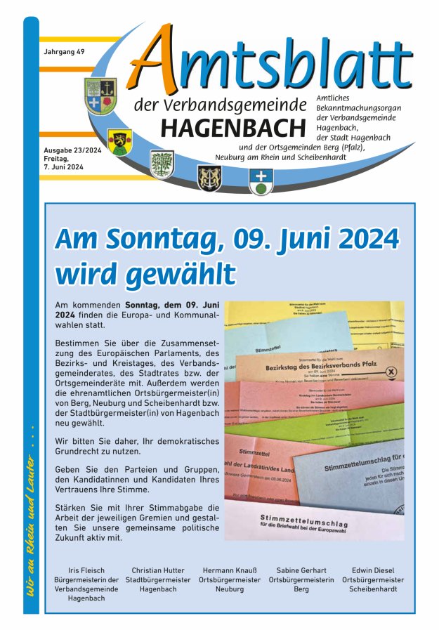 Amtsblatt der VG Hagenbach Titelblatt 23/2024