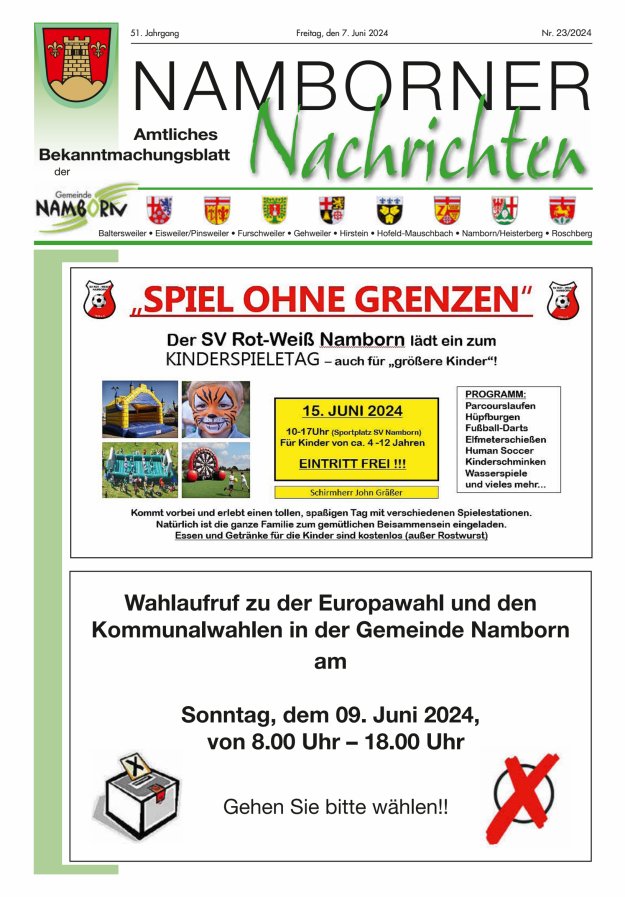 Namborner Nachrichten Titelblatt 23/2024