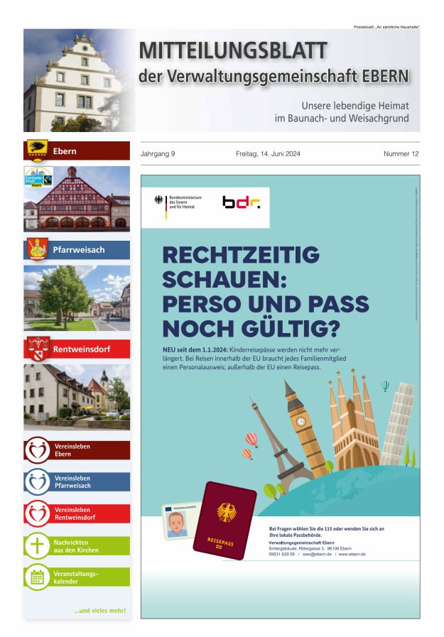 Mitteilungsblatt der Verwaltungsgemeinschaft Ebern Titelblatt 12/2024