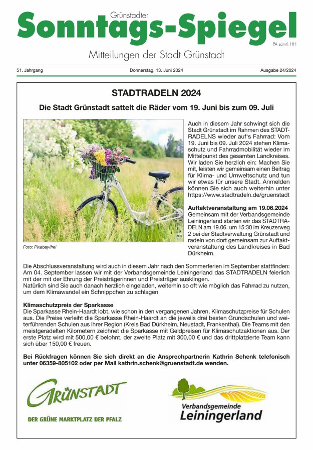 Grünstadter Sonntags-Spiegel Titelblatt 24/2024