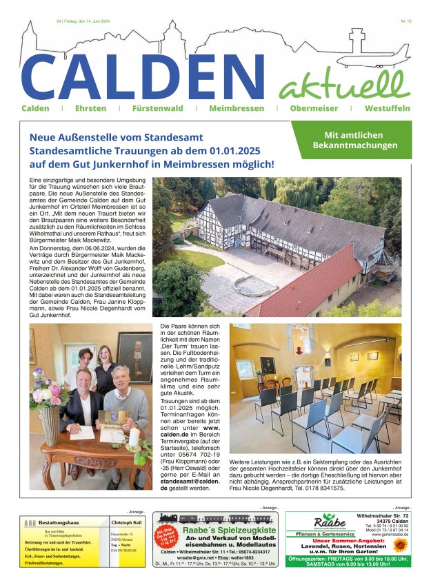 Calden aktuell Titelblatt 12/2024