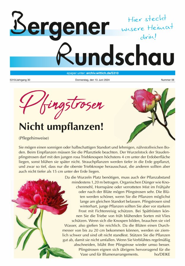Bergener Rundschau Titelblatt 06/2024