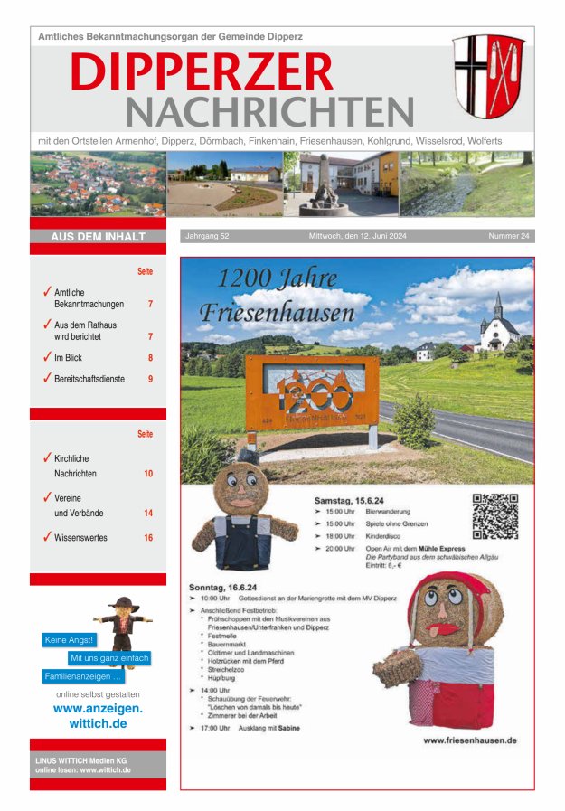 Dipperzer Nachrichten Titelblatt 24/2024