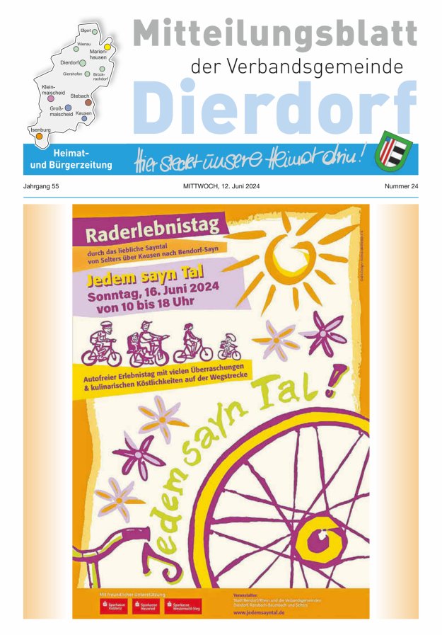 Mitteilungsblatt der Verbandsgemeinde Dierdorf Titelblatt 24/2024