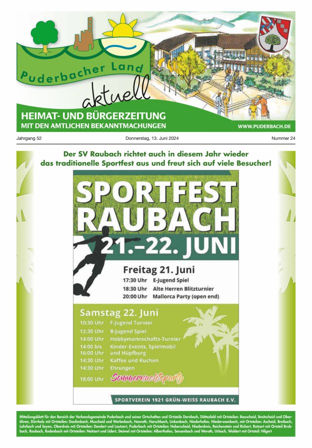 Puderbacher Land aktuell Titelblatt 24/2024