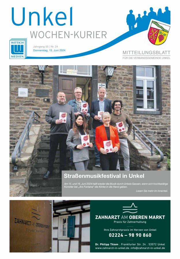 Wochen-Kurier Verbandsgemeinde Unkel Titelblatt 24/2024