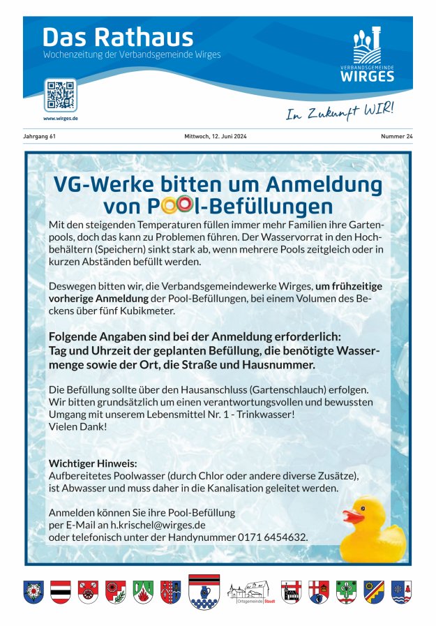 Das Rathaus - Informationen für die Bürger in der VG Wirges Titelblatt 24/2024