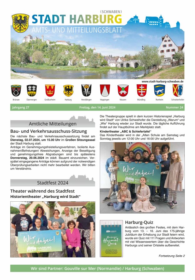 Amts- und Mitteilungsblatt der Stadt Harburg Titelblatt 24/2024