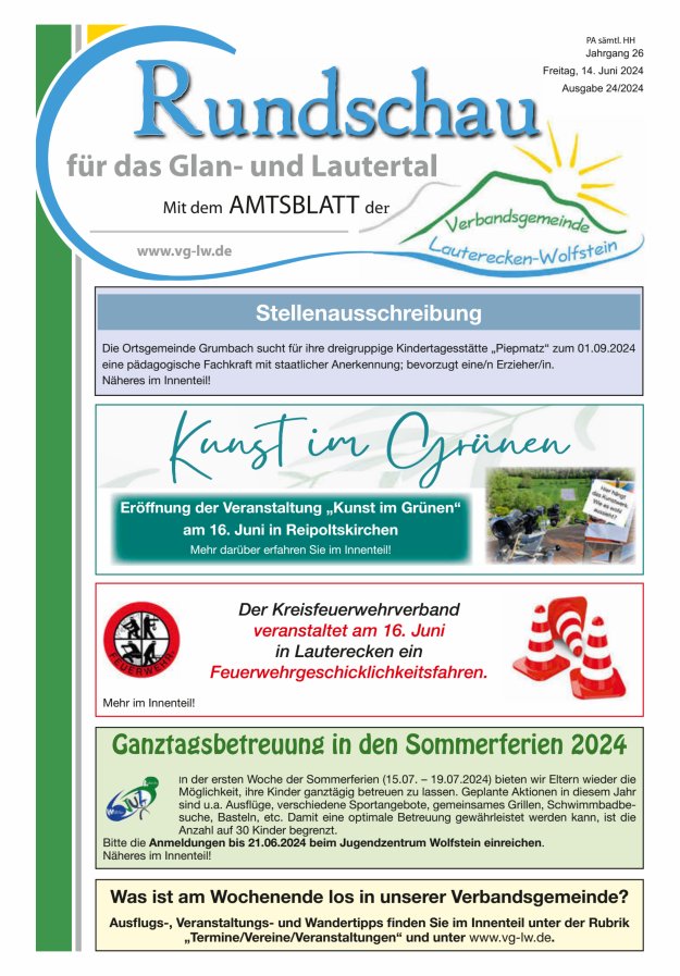 Rundschau für das Glan- und Lautertal Titelblatt 24/2024