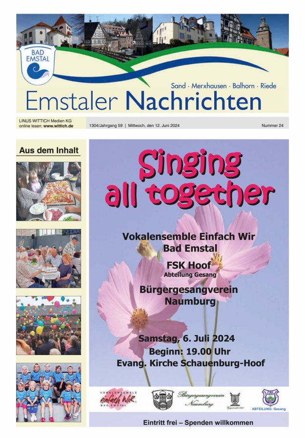 Emstaler Nachrichten Titelblatt 24/2024