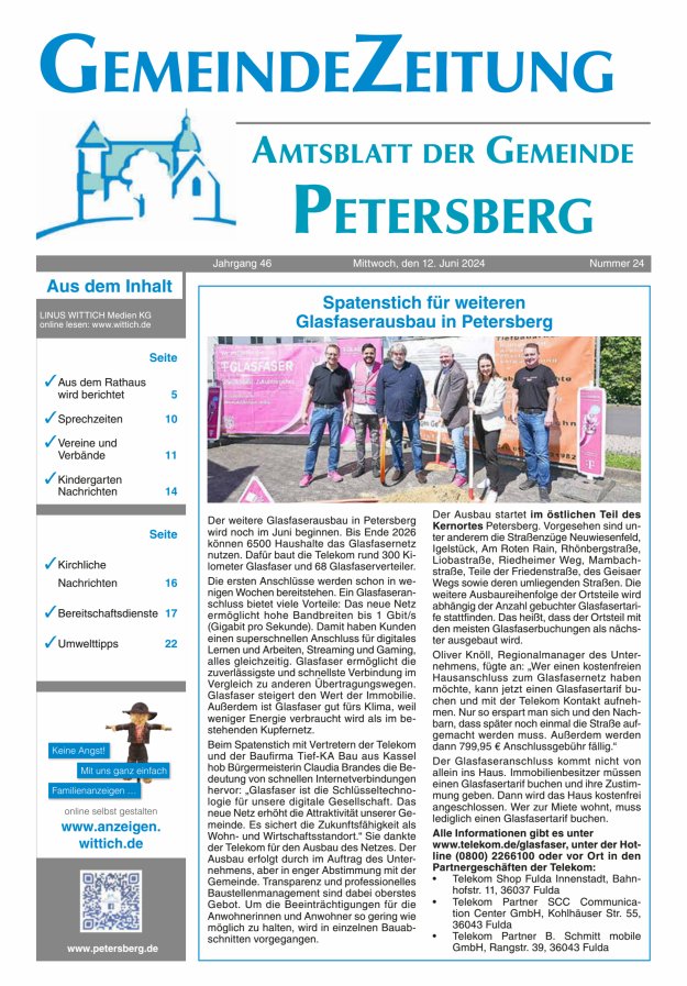 Amtsblatt Blickpunkt Petersberg Titelblatt 24/2024