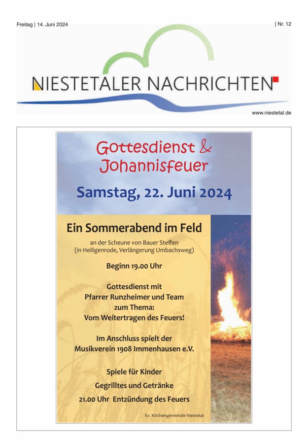 Niestetaler Nachrichten Titelblatt 12/2024