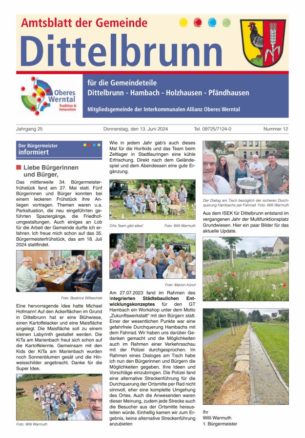 Amtsblatt der Gemeinde Dittelbrunn Titelblatt 12/2024