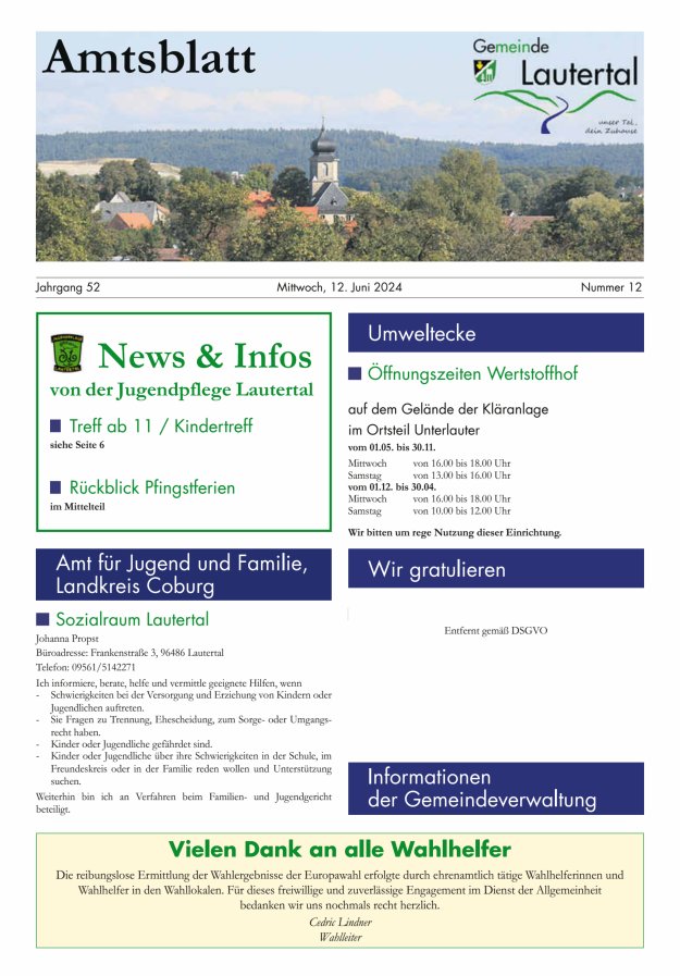 Amtsblatt der Gemeinde Lautertal Titelblatt 12/2024