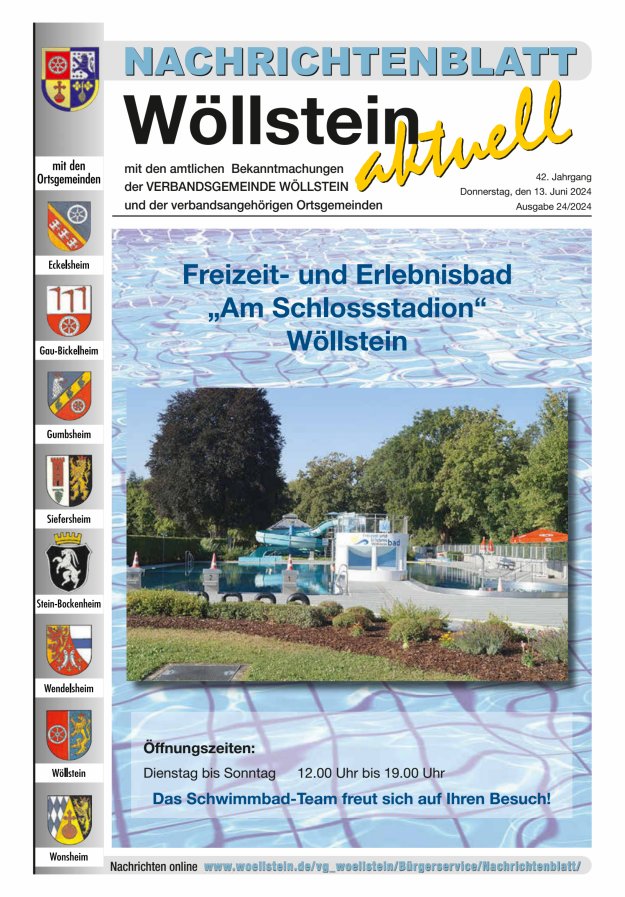 Nachrichtenblatt Wöllstein aktuell Titelblatt 24/2024