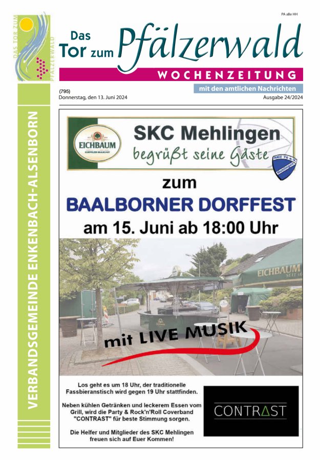 Das Tor zum Pfälzer Wald - VG Enkenbach-Alsenborn Titelblatt 24/2024