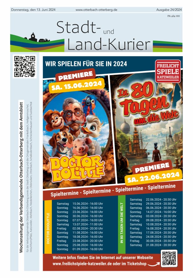 Stadt- und Land-Kurier Otterbach-Otterberg Titelblatt 24/2024