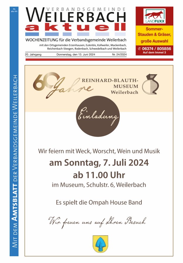 Verbandsgemeinde Weilerbach aktuell Titelblatt 24/2024
