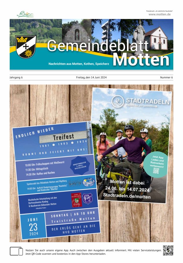 Gemeindeblatt Motten Nachrichten aus Motten Kothen Speicherz Titelblatt 06/2024