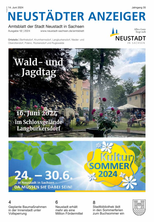 Neustädter Anzeiger - Amts- und Heimatblatt der Stadt Neustadt in Sachsen Titelblatt 12/2024