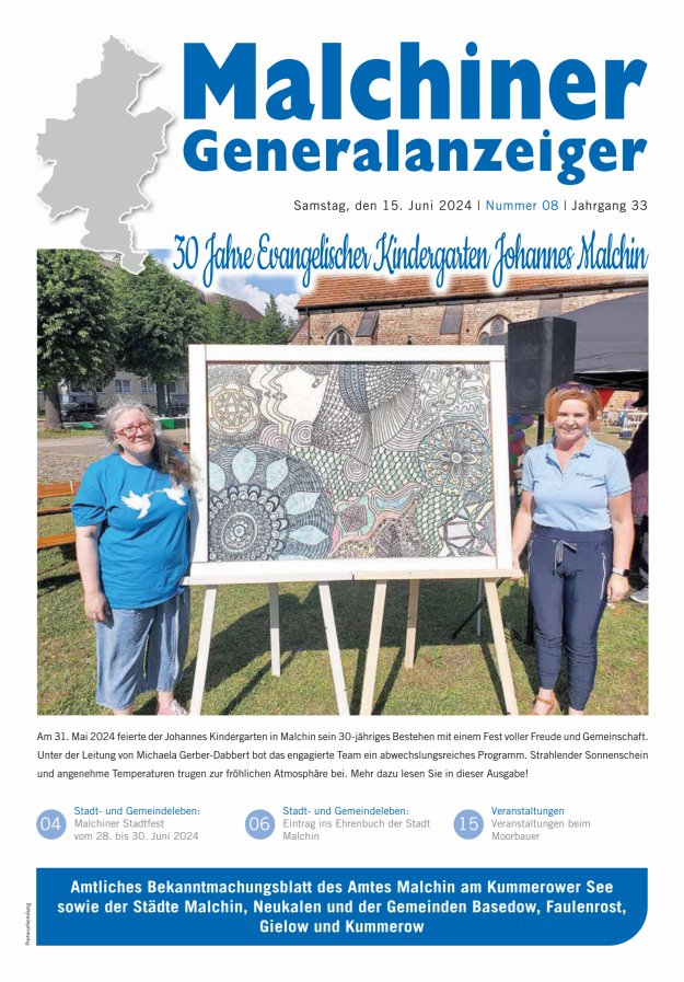 Malchiner Generalanzeiger Titelblatt 08/2024