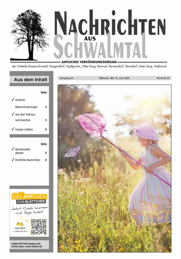 Nachrichten aus Schwalmtal Titelblatt 24/2024