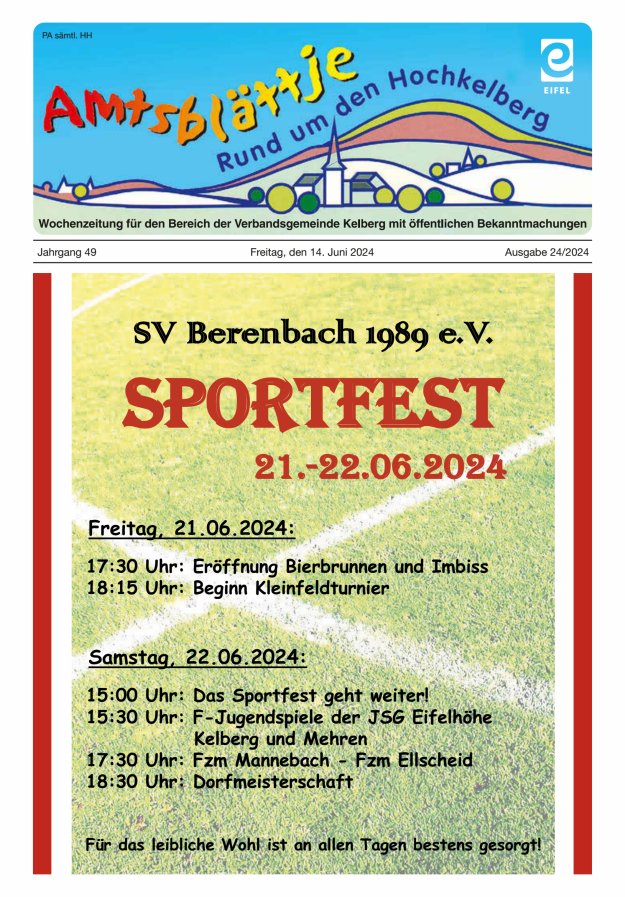 Amtsblättje - Rund um den Hochkelberg Titelblatt 24/2024