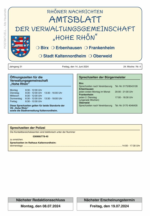 Rhöner Nachrichten Titelblatt 04/2024