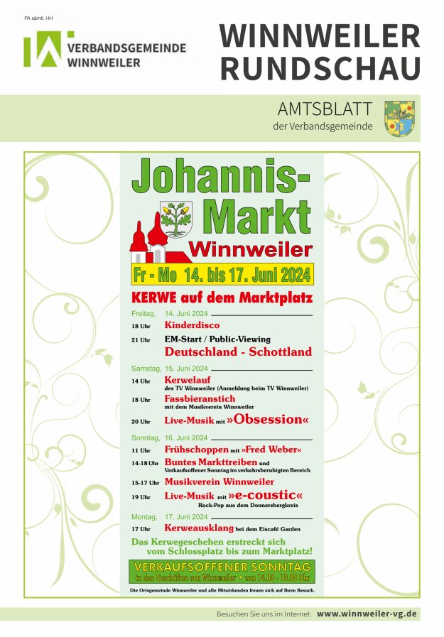 Winnweiler Rundschau Titelblatt 24/2024