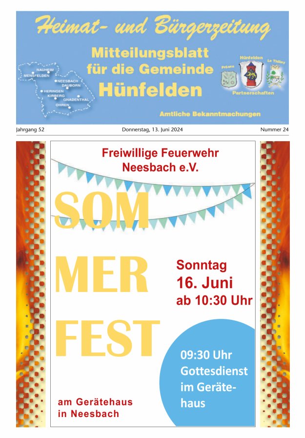 Mitteilungsblatt für die Gemeinde Hünfelden Titelblatt 24/2024