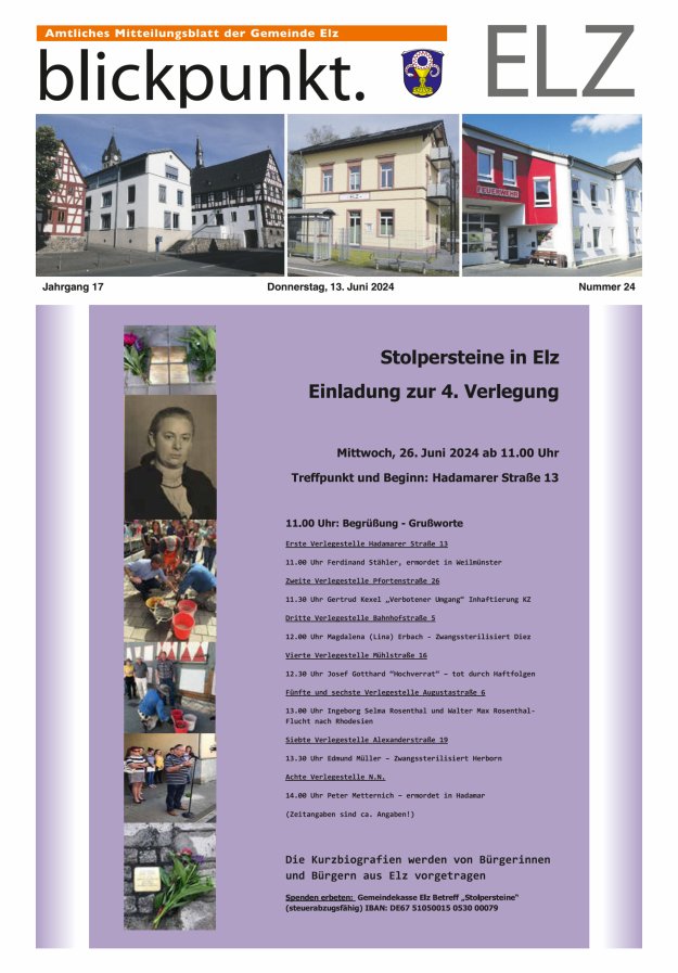 Blickpunkt Elz Titelblatt 24/2024