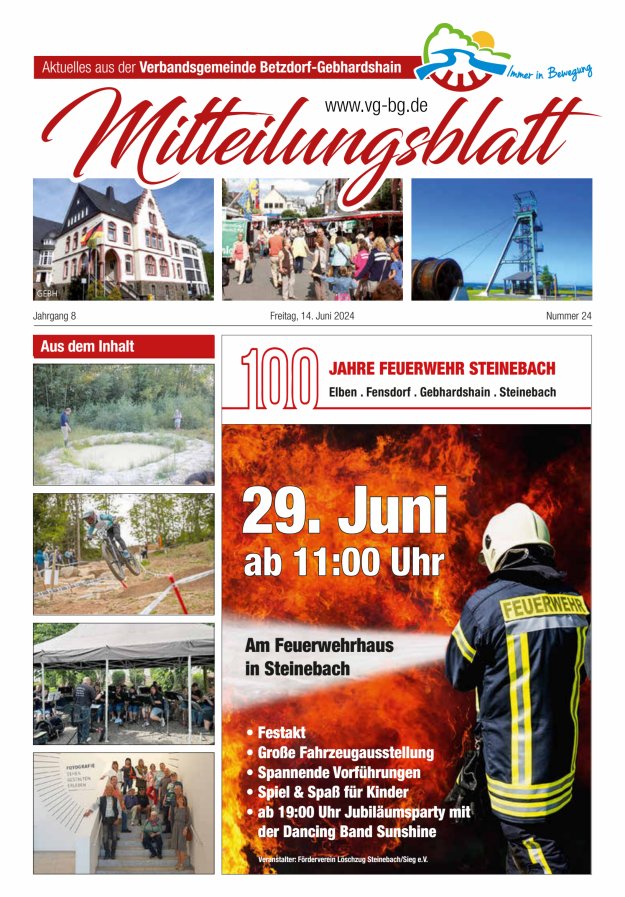 Aktuelles aus der VG Betzdorf-Gebhardshain Ausgabe Gebhardshain Titelblatt 24/2024
