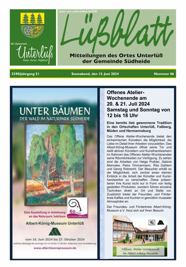 Mitteilungsblatt der Gemeinde Unterlüß Titelblatt 06/2024
