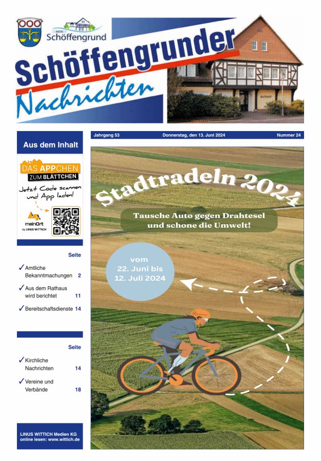 Schöffengrunder Nachrichten Titelblatt 24/2024