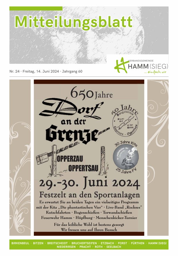 Mitteilungsblatt Hamm (Sieg) Titelblatt 24/2024