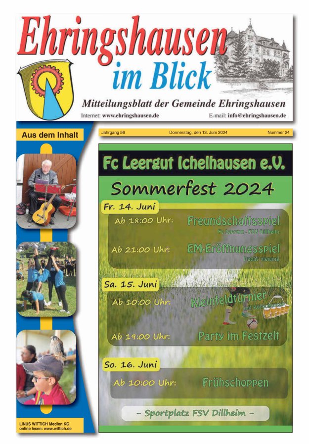 Mitteilungsblatt der Gemeinde Ehringshausen Titelblatt 24/2024