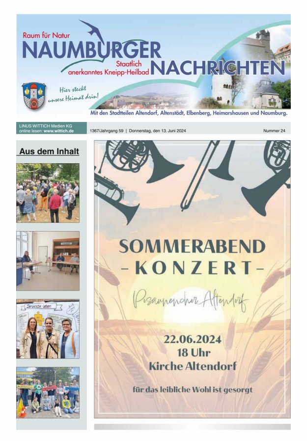 Naumburger Nachrichten Titelblatt 24/2024