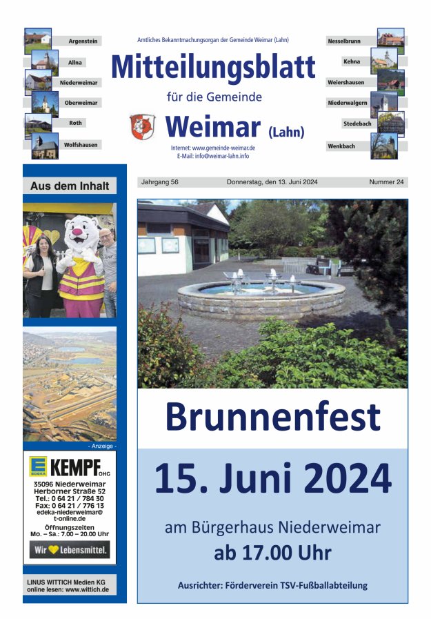 Mitteilungsblatt für die Gemeinde Weimar Titelblatt 24/2024