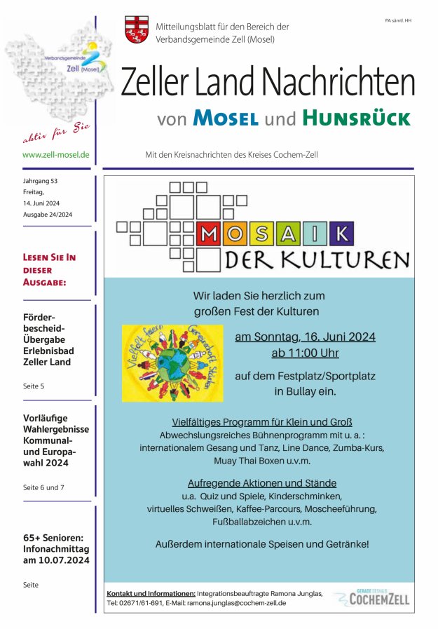 Zeller Land Nachrichten Titelblatt 24/2024