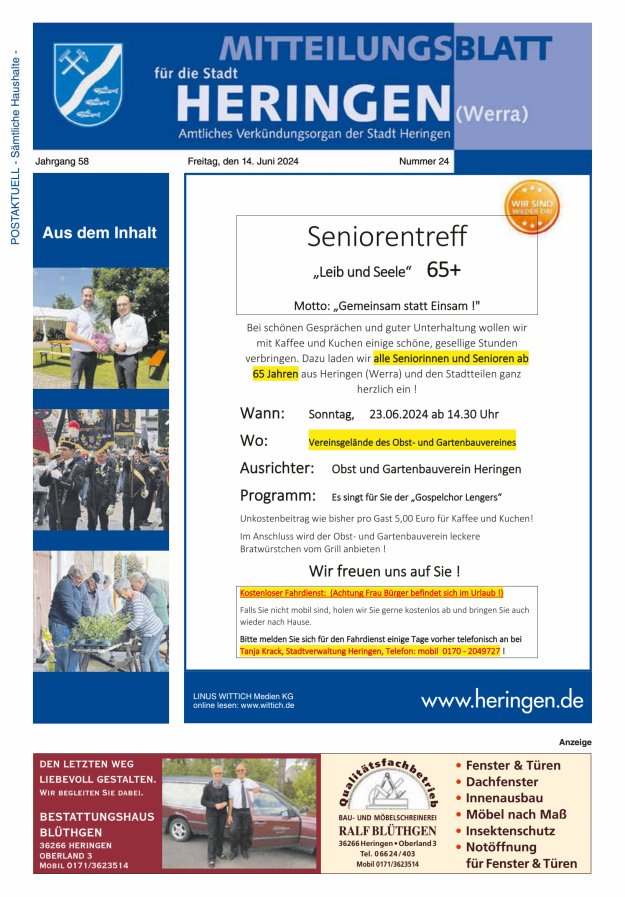 Mitteilungsblatt Heringen Titelblatt 24/2024