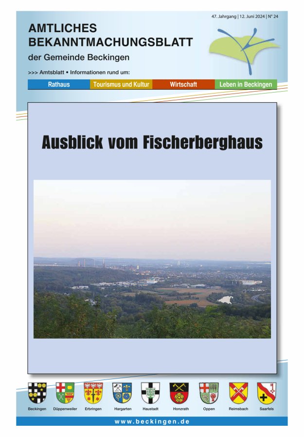 Amtsblatt Beckingen Titelblatt 24/2024