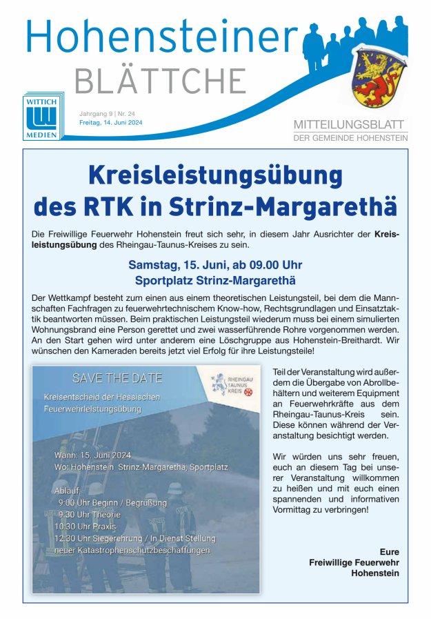 Hohensteiner Blättche Titelblatt 24/2024