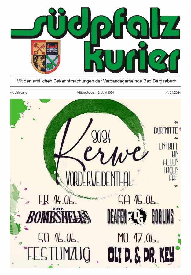 Südpfalz Kurier - VG Bad Bergzabern Titelblatt 24/2024