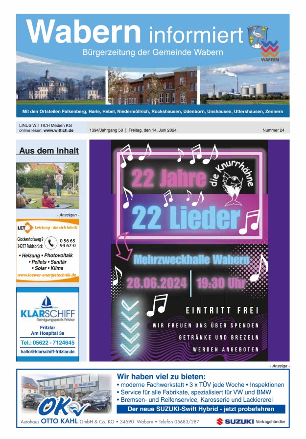Wabern informiert Titelblatt 24/2024