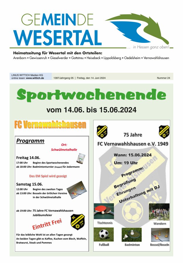 Wesertal Titelblatt 24/2024