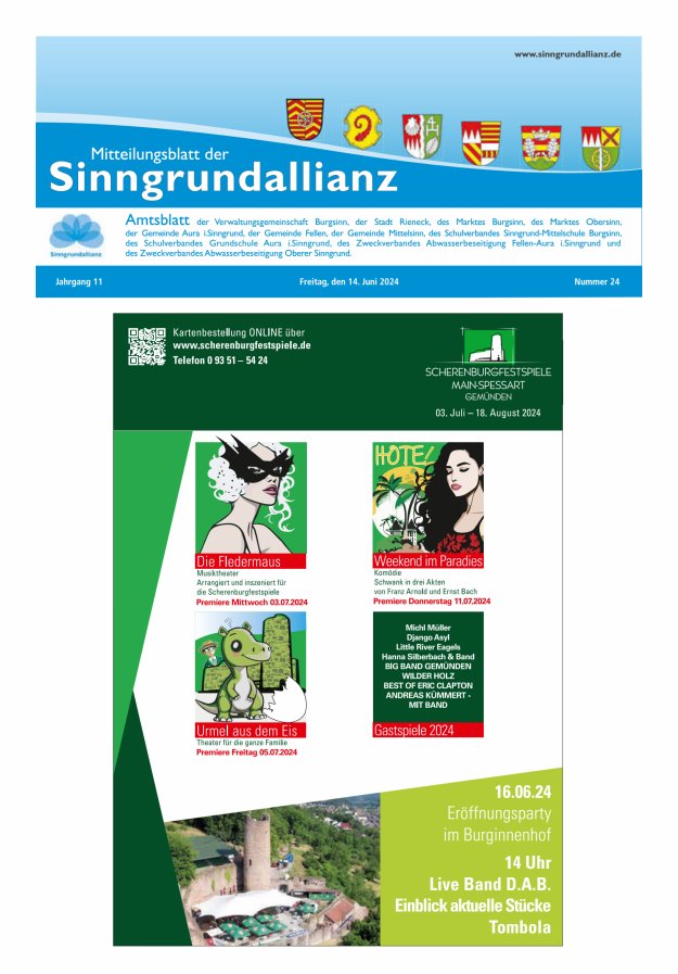Mitteilungsblatt der Sinngrundallianz Titelblatt 24/2024