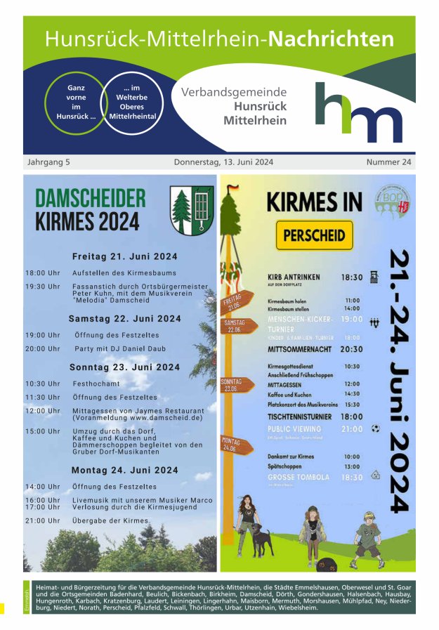 Hunsrück-Mittelrhein Nachrichten Ausgabe Emmelshausen Titelblatt 24/2024